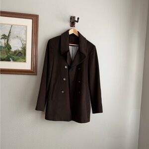 Calvin Klein Dark Brown Wool Pea Coat